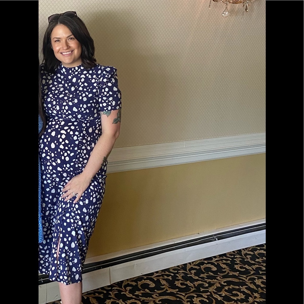 Midi length printed maternity dress